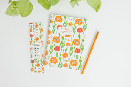 Purple & Pure Marigold Plantable Seed Notebook and pencils set | stationary | The Green Collective SG