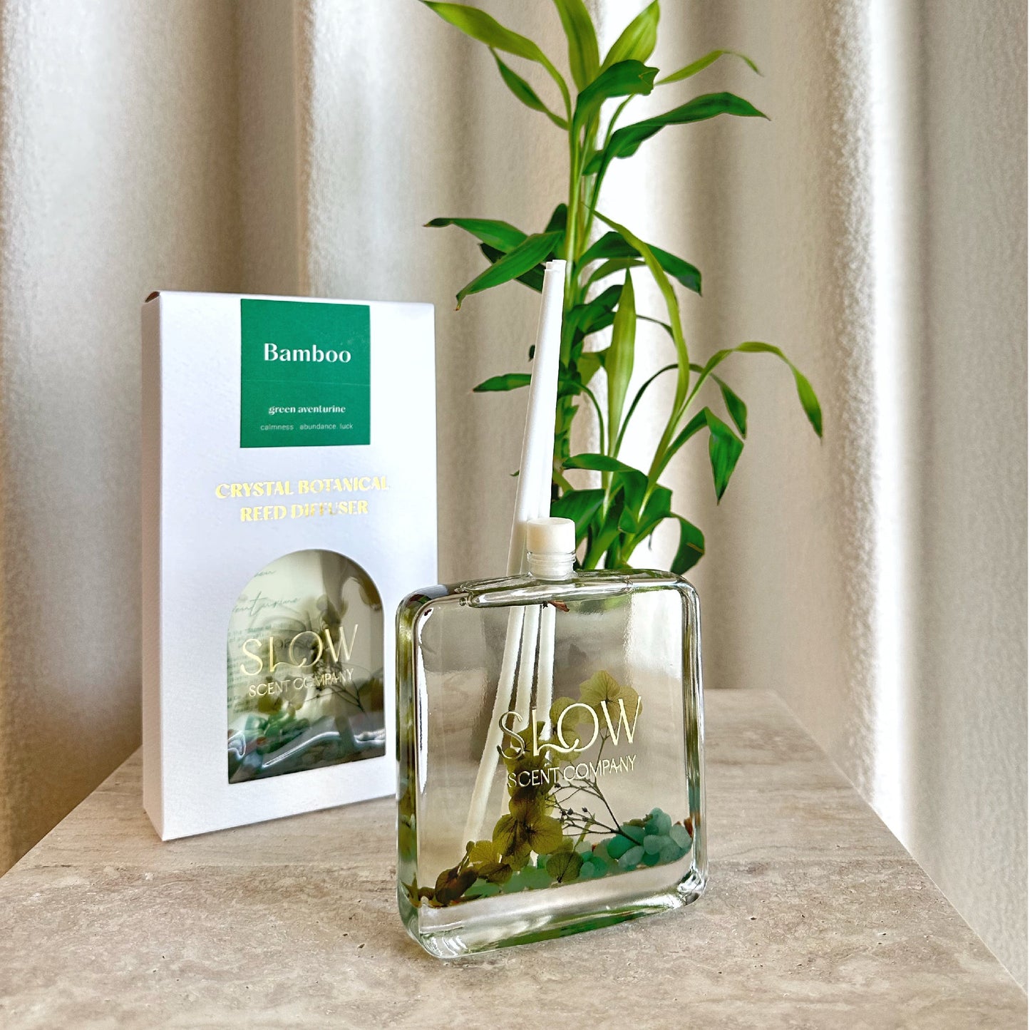 Slow Scent Company Crystal Botanical Reed Diffuser - Bamboo | Home fragrances | The Green Collective SG