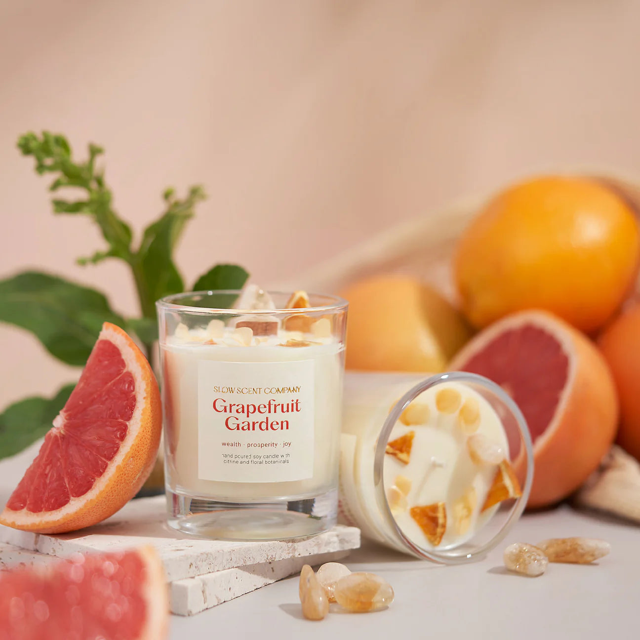 Slow Scent Grapefruit Garden Crystal Candle - Reg 5 oz