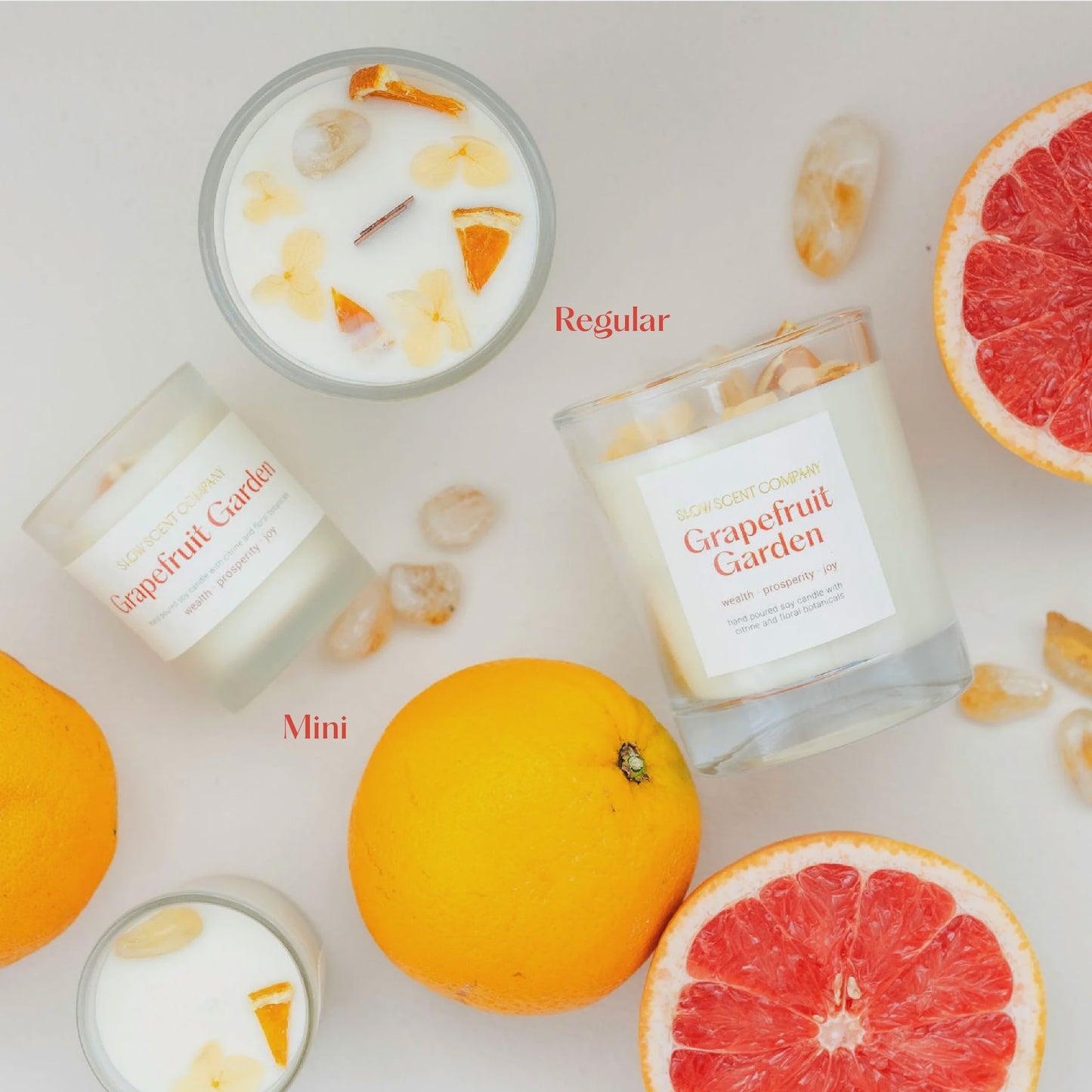 Slow Scent Grapefruit Garden Crystal Candle - Mini 2oz