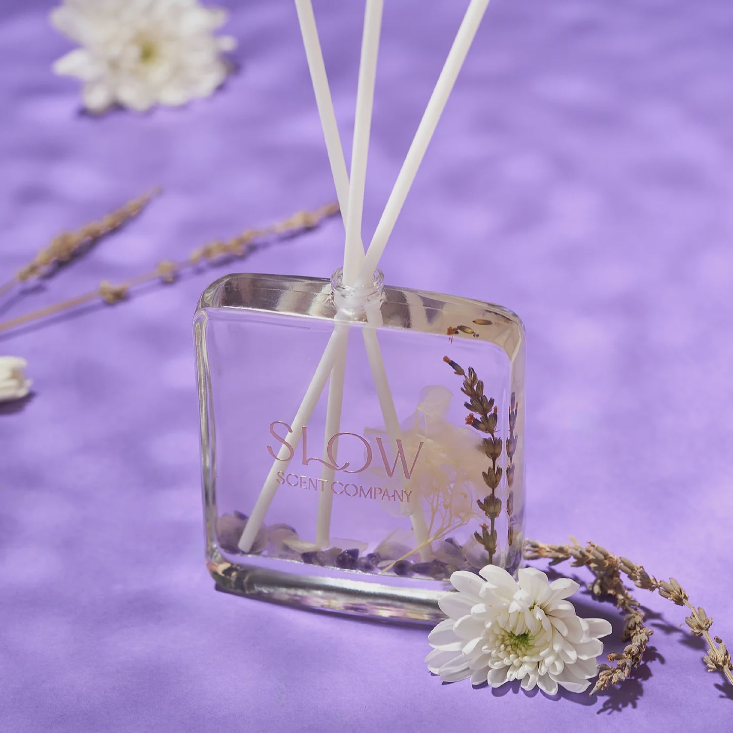 Slow Scent Company Crystal Botanical Reed Diffuser - Lavender White Tea | Home fragrances | The Green Collective SG