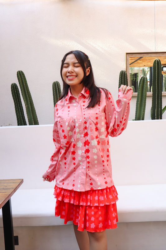 Calla The Label Stars Oversized Shirt in Pink