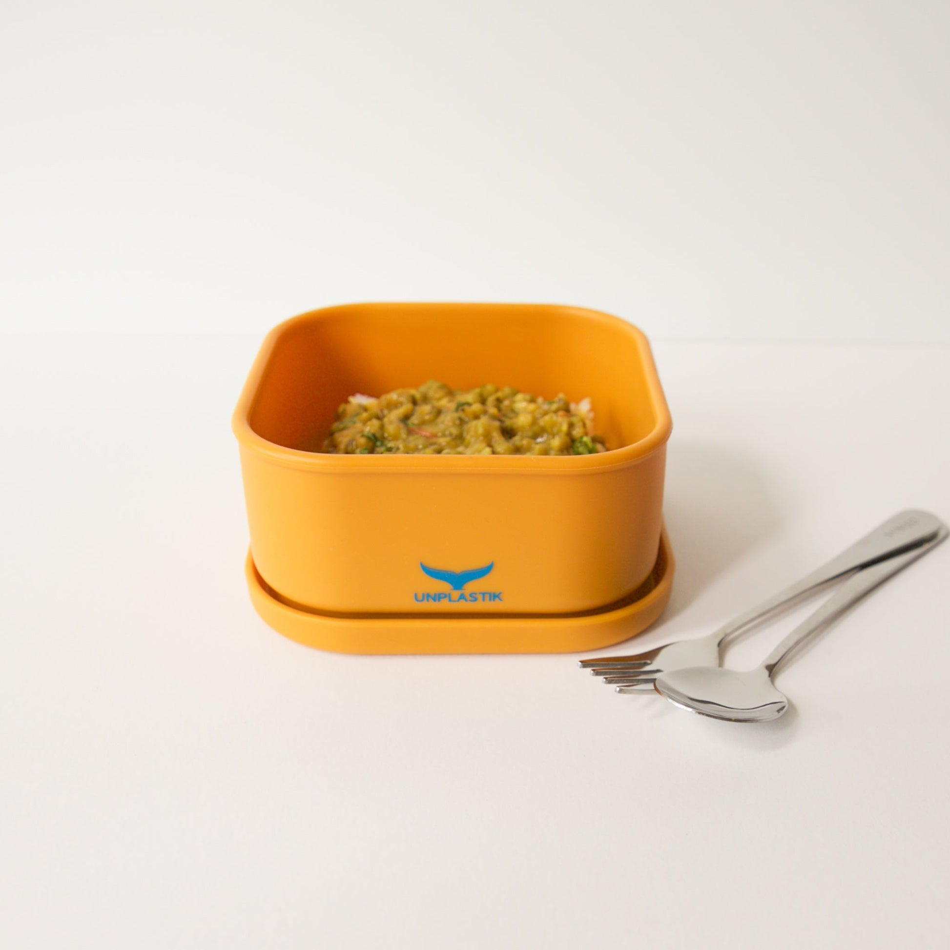 Unplastik Square Lunch Box - Mustard | Food Storage | The Green Collective SG