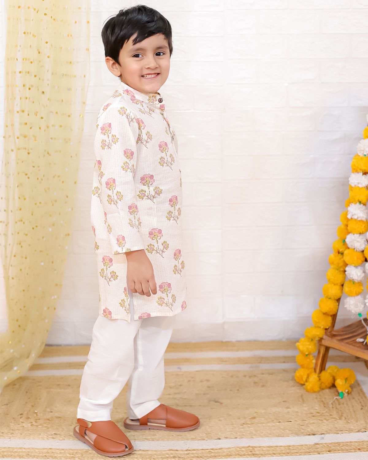 Nimbu Pink Bloom Kurta Pajama