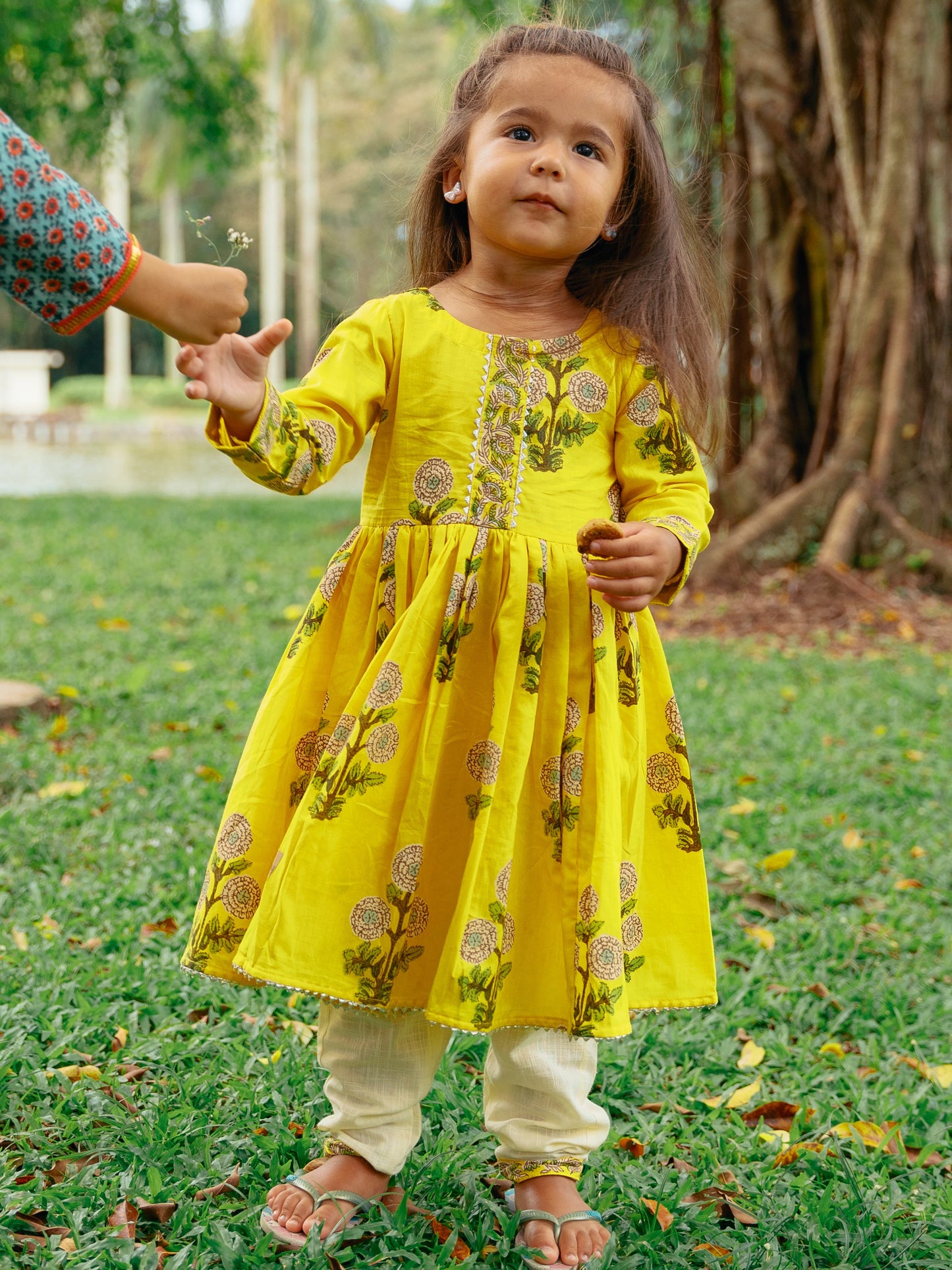 Nimbu Yellow Floral Anarkali with Matching Salwar