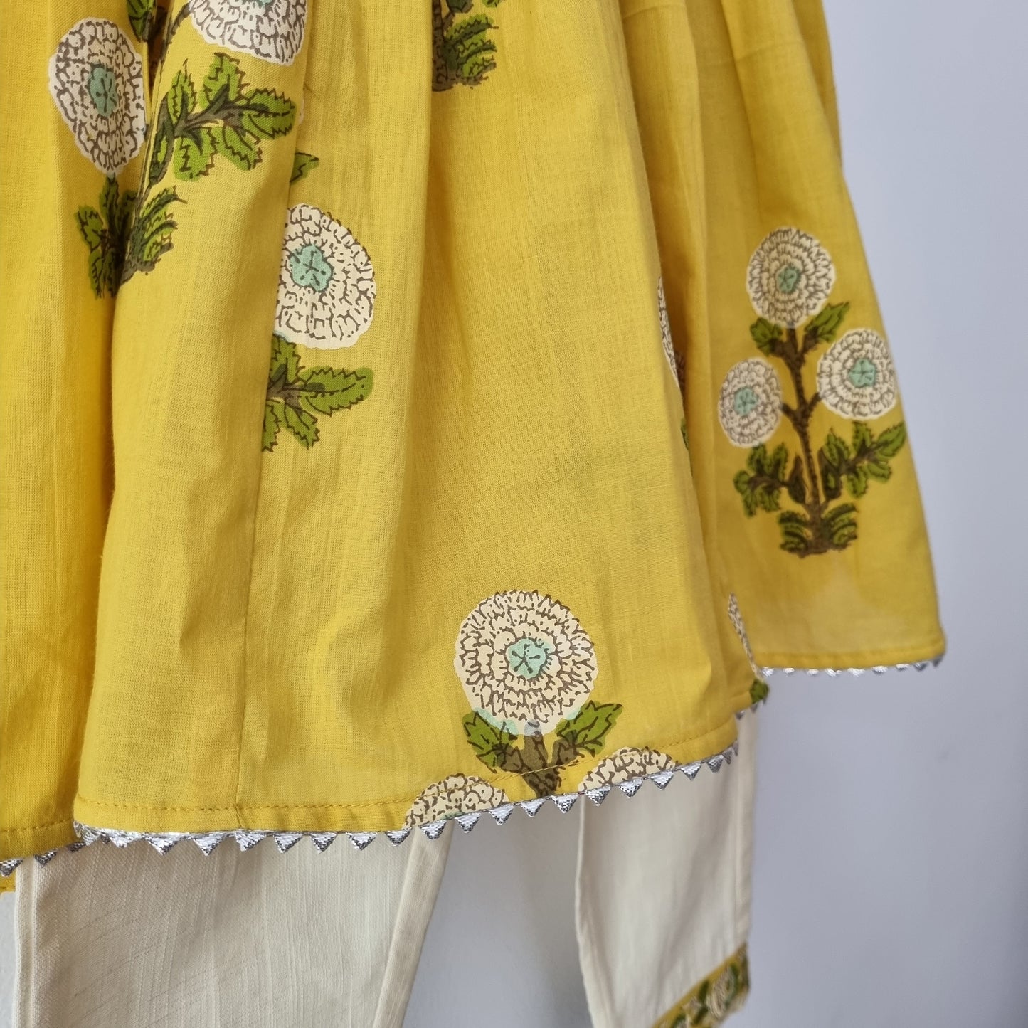 Nimbu Yellow Floral Anarkali with Matching Salwar