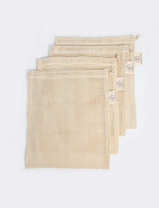 Purple & Pure Organic Cotton Mesh Produce Bags - GOTS Certified - Pack of 4 | Other Accessories | The Green Collective SG