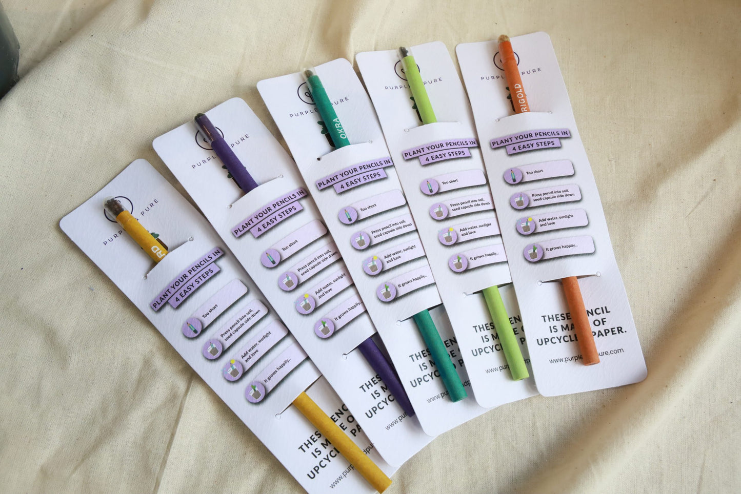 Purple & Pure EcoGrow Seed Pencils with Herbs and Flowers | Stationary | The Green Collective SG