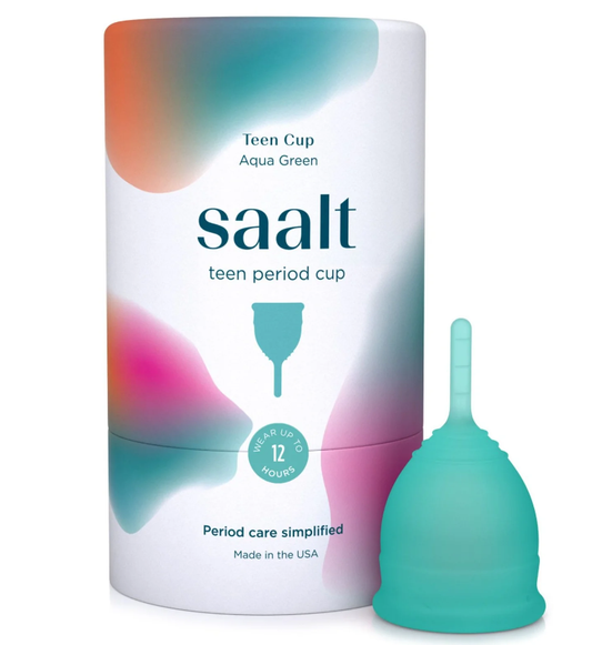 Saalt Teen Menstrual Cup Aqua Green | period cups and discs | The Green Collective SG